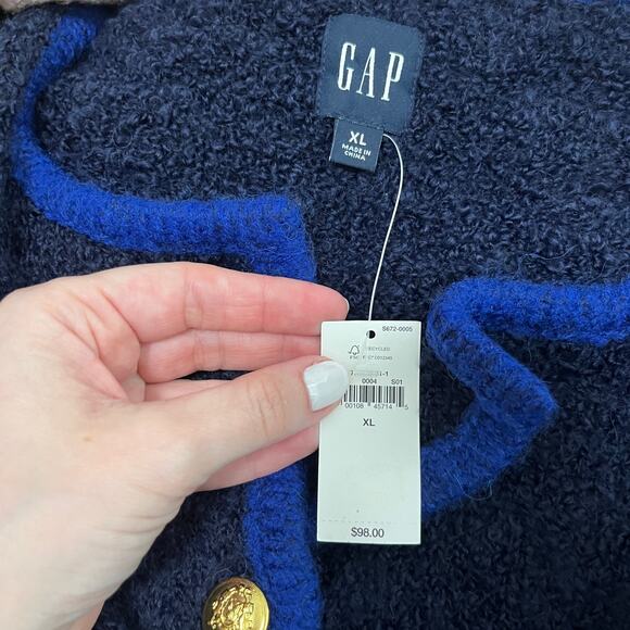 NEW Gap Navy Blue Boucle Sweater Size XL - Picture 2 of 7